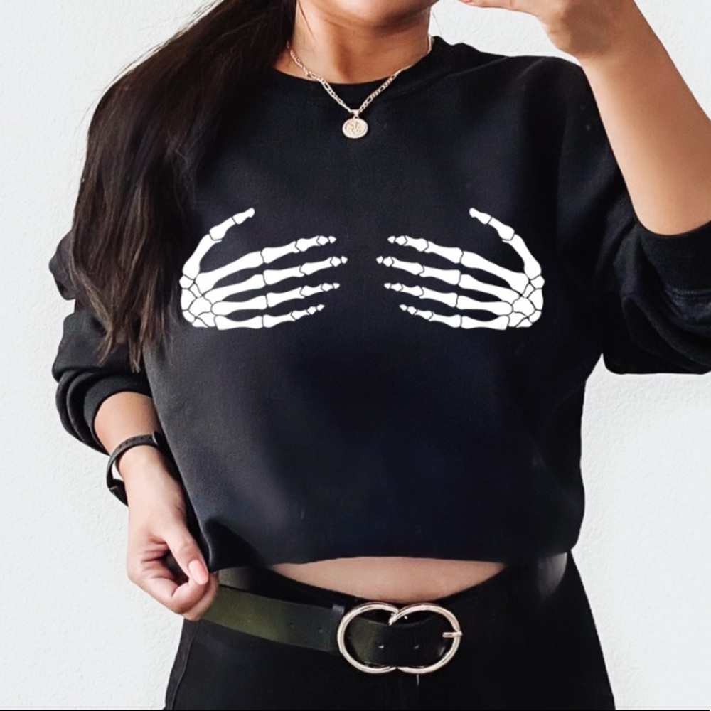 Halloween Skeleton Hands Graphic oversized Sweatshirt S-5X